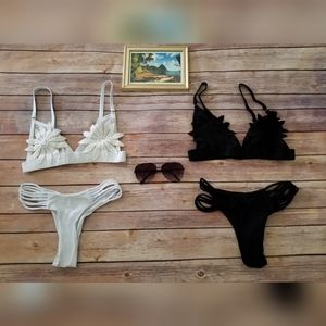 Floral Crochet/Mesh Bikini Set